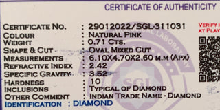 0.71CTW/6.1mm Clear Natural Pink Purple Oval Shaped Faceted Rose Cut Loose Diamond, Certified Non Treated Natural Pink Diamond, DDS760/12