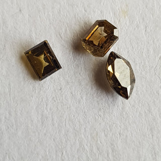 Set Of 3 Pieces 2.9mm To 4.2mm Clear Brown Mixed Shape Rose Cut Diamond Loose Cabochon, Faceted Rose Cut Diamond For Ring, DDS756/10