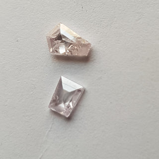 2 Pieces 3.3mm To 4.5mm Very Light Pink Shield Shape Rose Cut Faceted Diamond Loose Cabochon, Pink Rose Cut Diamond For Ring, DDS756/1