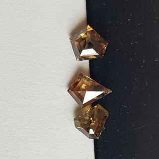 Set Of 3 Pieces 3.5mm To 4.8mm Clear Cognac Brown Shield Shaped Rose Cut Diamond Loose Cabochon, Faceted Rose Cut Diamond For Ring, DDS756/9
