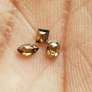 Set Of 3 Pieces 2.9mm To 4.2mm Clear Brown Mixed Shape Rose Cut Diamond Loose Cabochon, Faceted Rose Cut Diamond For Ring, DDS756/10
