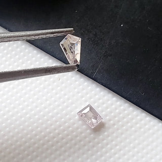 2 Pieces 3.3mm To 4.5mm Very Light Pink Shield Shape Rose Cut Faceted Diamond Loose Cabochon, Pink Rose Cut Diamond For Ring, DDS756/1