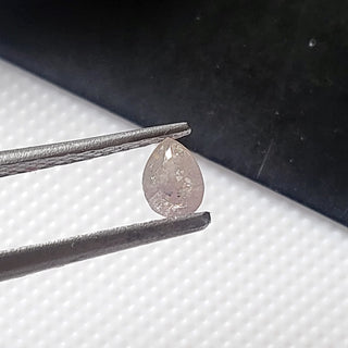 0.23CTW/4.7mm Natural Very Very Light Pink White Pear Shaped Faceted Rose Cut Diamond Loose, Flat Back Diamond Cabochon For Ring, DDS756/5