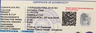 0.14CTW/3mm Clear Natural Pink Emerald Cut Diamond Loose, Faceted Certified Non Treated Pink Diamond For Jewelry, DDS766/9