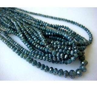 3mm To 3.5mm Each Faceted Blue Diamond Beads, Natural Blue Diamond Beads, Sold As 8 Inch Half Strand/16 Inch Full Strand, DF6