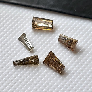 5 Pieces, 4.5mm To 5.5mm Clear Cognac Brown Baguette Diamonds, Champagne Brown Faceted Rose Cut Baguette Diamonds, DDS572/2