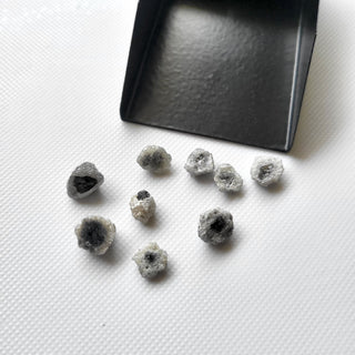 3 Pieces 6mm To 8mm Rare Natural Two Tone Raw Rough Grey Black Diamond Loose, Natural Rough Diamond Evil Eye Diamond, DDS742/16