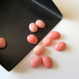 8x6mm Each Pink Opal Oval Shaped Flat Back Smooth Loose Cabochons, Sold As 10 Pieces/20 Pieces, GDS1563/1