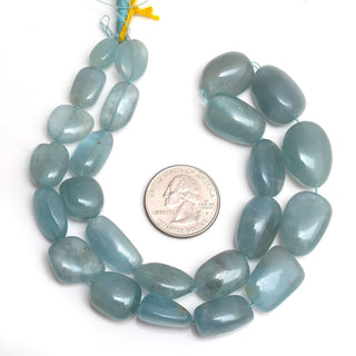 10mm to 20mm Blue Smooth Aquamarine Tumble Beads, Natural Blue Aquamarine Beads, Sold As 8 Inch/16 Inch Strand, GDS1886