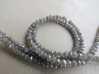 4mm To 2mm Each Grey/White Raw Rough Diamond Beads, Faceted Loose Diamond Beads, Sold As 8 Inch/16 Inch Strand, DF3