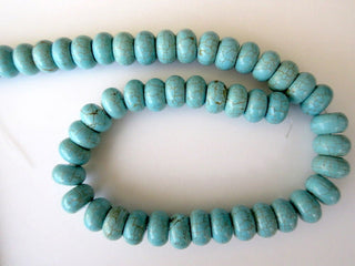 Howlite Turquoise Rondelle Beads, Round Shaped Smooth Turquoise Rondelles, 12mm Each, 13 Inch Strand, GDS601