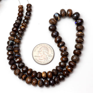 Brown Boulder Opal Faceted Rondelle Beads, 6mm to 10mm Natural Boulder Opal Gemstone Beads, Sold As 8 Inch/16 Inch Strand, GDS1888