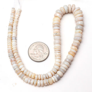 Australian White Opal Rondelle Briolette Beads, 4mm to 11mm Australian Opal Beads, Sold As 8 Inch/16 Inch Strand, GDS1890