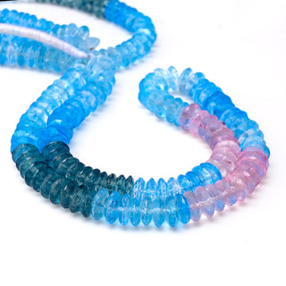 Heat Treated Multi Topaz Faceted German Cut Rondelle Beads, 9mm to 10mm Multi-Color Topaz Beads, Sold As 8 Inch/16 Inch Strand, GDS1892