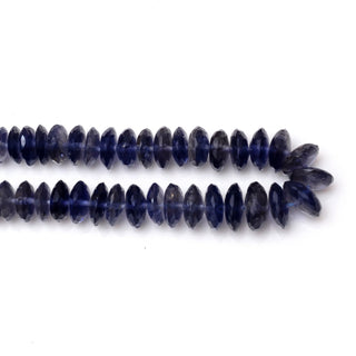 Natural Iolite Faceted German Cut Rondelle Beads, 5mm To 9mm Iolite Rondelles, Sold As 8 Inch/16 Inch, GDS1893