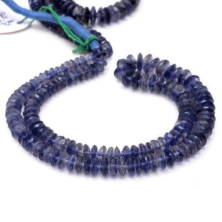 Natural Iolite Faceted German Cut Rondelle Beads, 5mm To 9mm Iolite Rondelles, Sold As 8 Inch/16 Inch, GDS1893