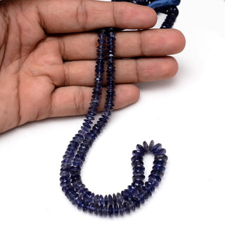 Natural Iolite Faceted German Cut Rondelle Beads, 5mm To 9mm Iolite Rondelles, Sold As 8 Inch/16 Inch, GDS1893