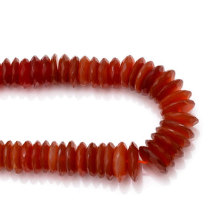 Carnelian Faceted Rondelle Beads, 8-11mm/8-13mm Natural Orange Carnelian German Cut Gemstone Beads, Sold As 8 Inch/16 Inch Strand, GDS1896
