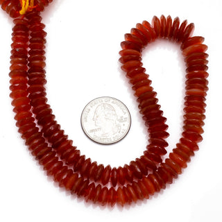 Carnelian Faceted Rondelle Beads, 8-11mm/8-13mm Natural Orange Carnelian German Cut Gemstone Beads, Sold As 8 Inch/16 Inch Strand, GDS1896