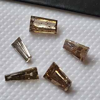 5 Pieces, 4.5mm To 5.5mm Clear Cognac Brown Baguette Diamonds, Champagne Brown Faceted Rose Cut Baguette Diamonds, DDS572/2