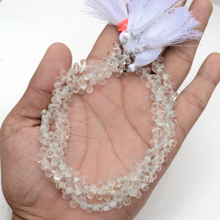 Natural White Topaz Teardrop Briolette Beads, 5-7mm/6-8mm Natural Clear White Topaz Briolettes, Sold As 5 Inch & 10 Inch Strand, GDS1899