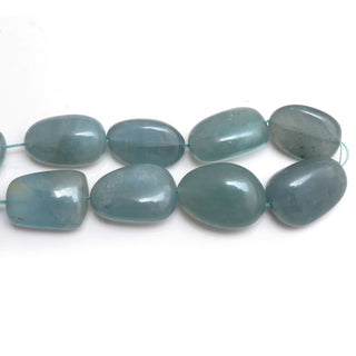 10mm to 20mm Blue Smooth Aquamarine Tumble Beads, Natural Blue Aquamarine Beads, Sold As 8 Inch/16 Inch Strand, GDS1886