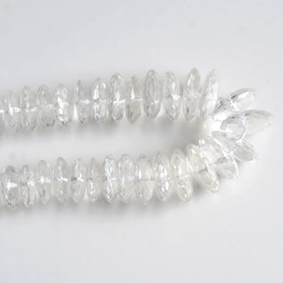 Clear Quartz Crystal Faceted Rondelle Beads, 8mm To 12mm Natural Quartz Crystal German Cut Beads, Sold As 8 Inch/16 Inch Strand, GDS1905
