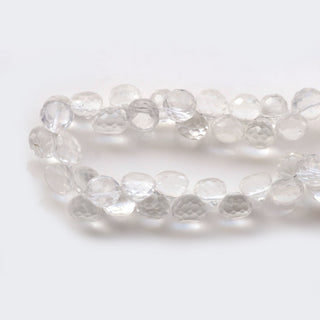 Quartz Crystal Faceted Onion Briolette Beads, 8mm/9mm/10mm Natural Clear Quartz Crystal Beads, Sold As 10 Inch Strand, GDS1904