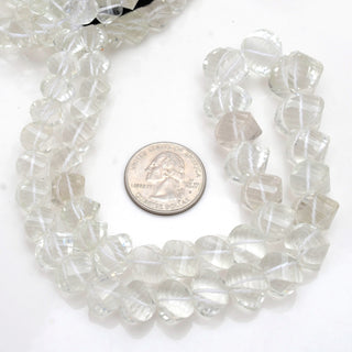 Quartz Crystal Faceted Twisted Rondelle Beads, 7mm to 13mm Natural Clear Quartz Crystal Beads, Sold As 8 Inch/16 Inch Strand, GDS1910