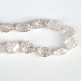 White Herkimer Diamond Nuggets, Straight Drilled Raw Herkimer Diamond Beads, 15-20mm/9-15mm Each, 6 Inch/12 Inch Strand, GDS1895