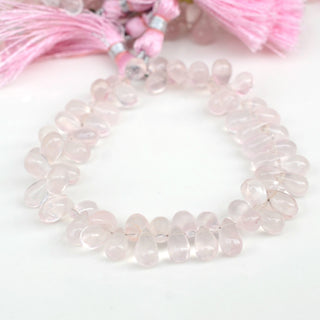 Natural Rose Quartz Smooth Teardrop Briolette Beads, 5-7mm/6-9mm/6-10mm Natural Pink Rose Quartz Bead, Sold As 7.5 Inch Strand, GDS1923