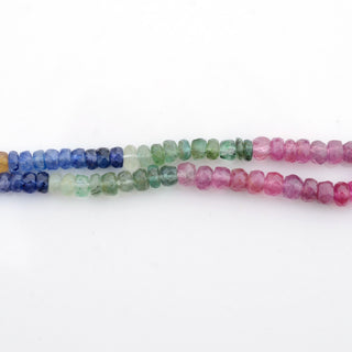 Multi Sapphire Glass Filled Faceted Rondelle Beads, 3.5-4.5mm/4.5-5.5mm Yellow Pink Blue Natural Sapphire, Sold As 9/18 Inch Strand, GDS1924