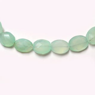 Aqua Chalcedony Oval Shaped Briolette Beads, 12-18mm Faceted Aqua Chalcedony Beads, Sold As 12 Inch Strand, GDS1927