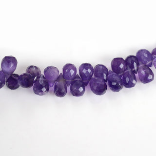 Natural Purple Amethyst Faceted Teardrop Briolette Beads, 6-7mm/7-8mm Amethyst Gemstone beads, Sold As 8 Inch Strand, GDS1928