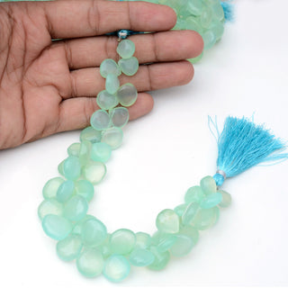 Aqua Chalcedony Plain Heart Briolette Beads, 12-18mm/13-17mm/13-19mm Aqua Chalcedony Gemstone Beads, Sold As 4 Inch/8 Inch Strand, GDS1932