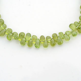 Natural Green Peridot Teardrop Briolette Beads, 6-7mm/7-8mm Smooth Peridot Gemstone Beads, Sold As 9.5 Inch Strand, GDS1933