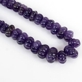 Amethyst Carved Melon Beads, 6-12mm And 6-14mm Natural Purple Amethyst Gemstone Beads, Sold As 18 Inch/20 Inch Strand, GDS1940