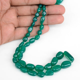 Green Onyx Smooth Tumble Beads, 7-14mm/7-20mm Natural Green Onyx Oval Tumble Gemstone Beads, 16 Inch Strand, GDS1941