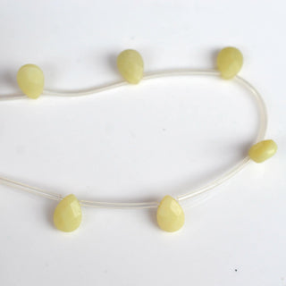 Natural Yellow Serpentine Pear Shaped Faceted Briolette Beads, 11mm Serpentine Gemstone Beads, Sold As 15 Inch Strand, GDS1947