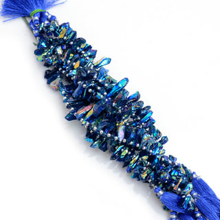 Blue Titanium Druzy Solar Quartz Beads, 10mm to 20mm Blue Solar Quartz Gemstone Beads, Sold As 8 Inch Strand, GDS1951