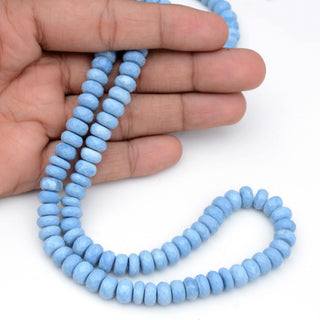 Natural Blue Opal Faceted Rondelle Beads, 7mm/8-9mm/9-10mm Natural Blue Peruvian Opal Beads, Sold As 8 Inch/16 Inch Strand, GDS1953