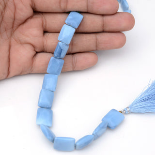 Natural Blue Opal Chewing Gum Cut Beads, 12-14mm/14-17mm Natural Blue Peruvian Opal Square Beads, Sold As 8 Inch Strand, GDS1954