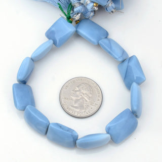 Natural Blue Opal Chewing Gum Cut Beads, 12-14mm/14-17mm Natural Blue Peruvian Opal Square Beads, Sold As 8 Inch Strand, GDS1954