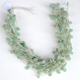 Green Jade Smooth Heart Smooth Pear Shaped Briolette Beads, 9mm Heart & 12mm Pear Green Jade Gemstone Beads, Sold As 15 Inch Strand, GDS1948