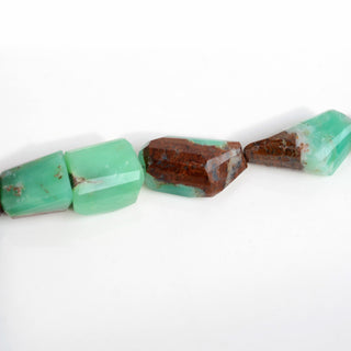 Natural Chrysoprase Bi-Color Faceted Tumble Beads, 10-16mm/14-20mm Chrysoprase Gemstone Beads, Sold As 5 Inch/10 Inch Strand, GDS1959