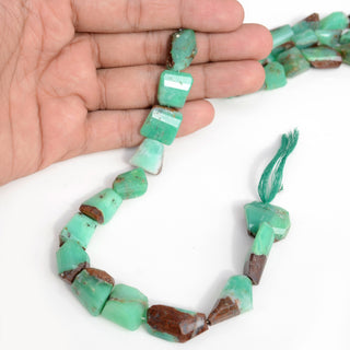 Natural Chrysoprase Bi-Color Faceted Tumble Beads, 10-16mm/14-20mm Chrysoprase Gemstone Beads, Sold As 5 Inch/10 Inch Strand, GDS1959