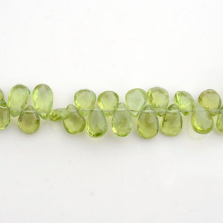 Natural AAA Green Peridot Pear Shaped Briolette Beads, 7-8mm/8-9mm Faceted Peridot Gemstone Beads, Sold As 4 Inch/8 Inch Strand, GDS1962