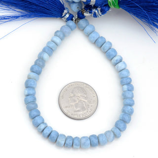 Natural Blue Opal Faceted Rondelle Beads, 7mm/8-9mm/9-10mm Natural Blue Peruvian Opal Beads, Sold As 8 Inch/16 Inch Strand, GDS1953