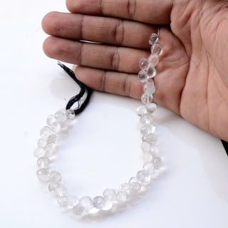 Quartz Crystal Faceted Onion Briolette Beads, 8mm/9mm/10mm Natural Clear Quartz Crystal Beads, Sold As 10 Inch Strand, GDS1904