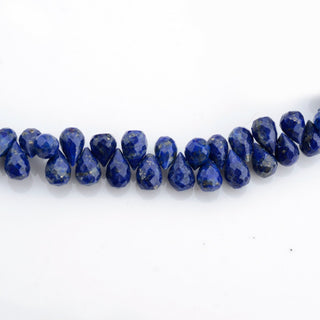 Lapis Lazuli Teardrop Faceted  Briolette Beads, 5-7mm/6-8mm Lapis Lazuli Gemstone Beads, Sold As 4 Inch/8 Inch Strand, GDS1963